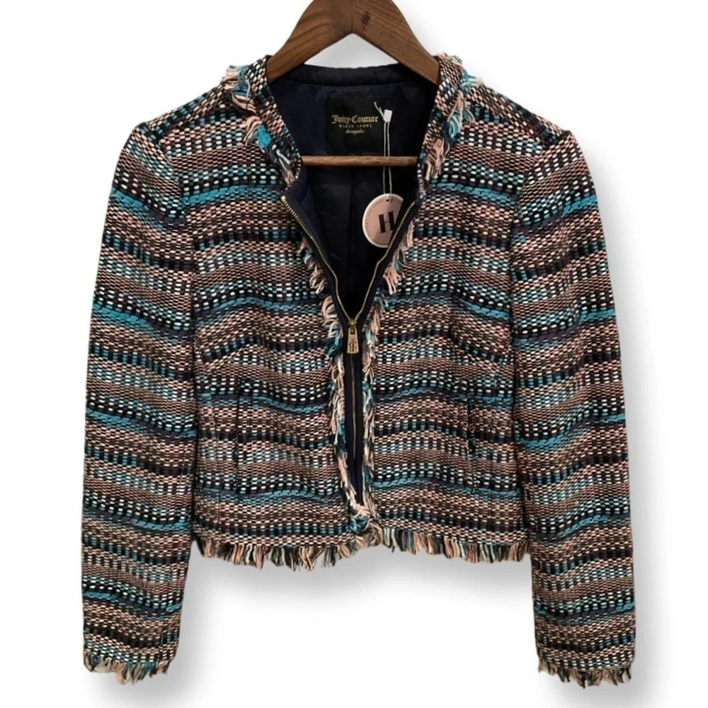 Juicy Couture Black Label fun colorful zip up blazer. Fully lined - Picture 1 of 12